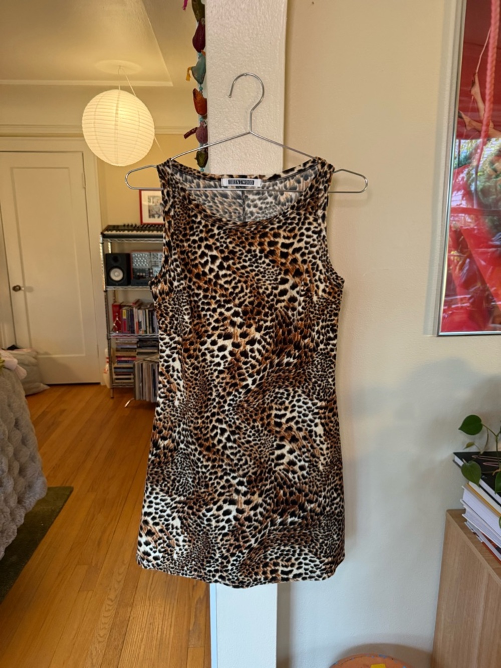 Vintage 90s Cheetah Velvet Mini Dress